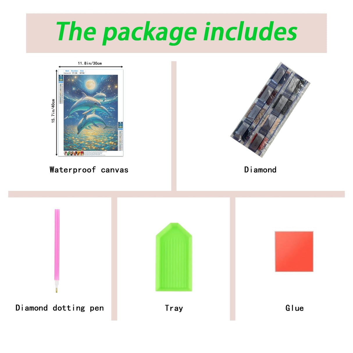 Dolphin 5D Diamond Painting Kit for Adults,Moonlit Ocean Full Drill DIY Round Gem Art Diamond Art Kits Painting Crafts Ideal for Beginners and Home Wall Decor 12X16inch PUSHPIN PAINTING