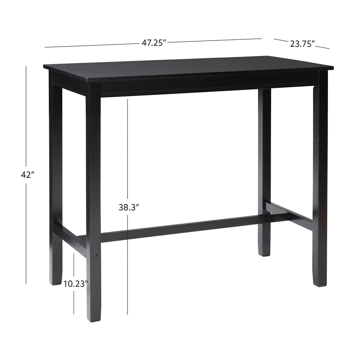 Linon 42 inch Bar Height Pub Claridge Table, Black Linon