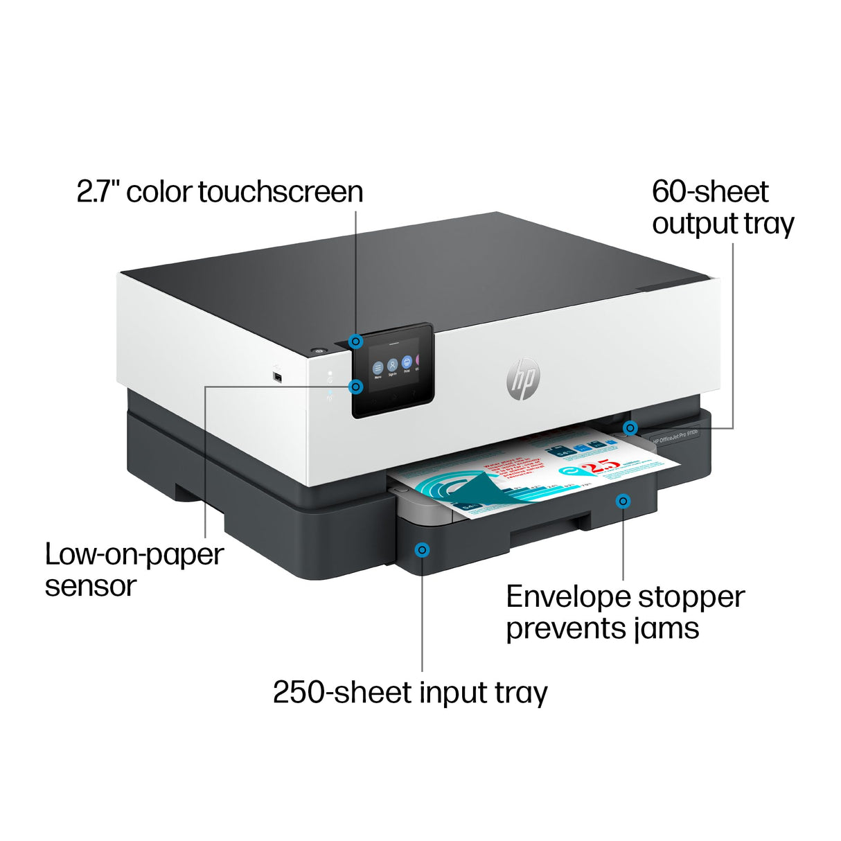 HP OfficeJet Pro 9110b Wireless Color Inkjet Printer, Print, Duplex Printing Best-for-Office (5A0S1A) HP