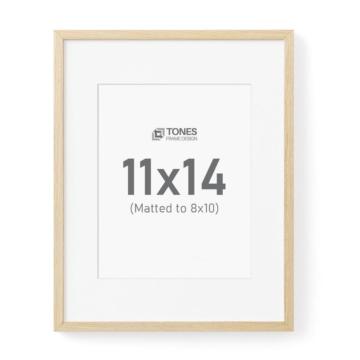 TONES FRAME DESIGN 11x14 Natural Wood Frame with 8x10 Mat, Solid Wood Veneer Finish Picture Frame, and Plexiglass Front for Poster Gallery Wall Home Decor TONES FRAME DESIGN