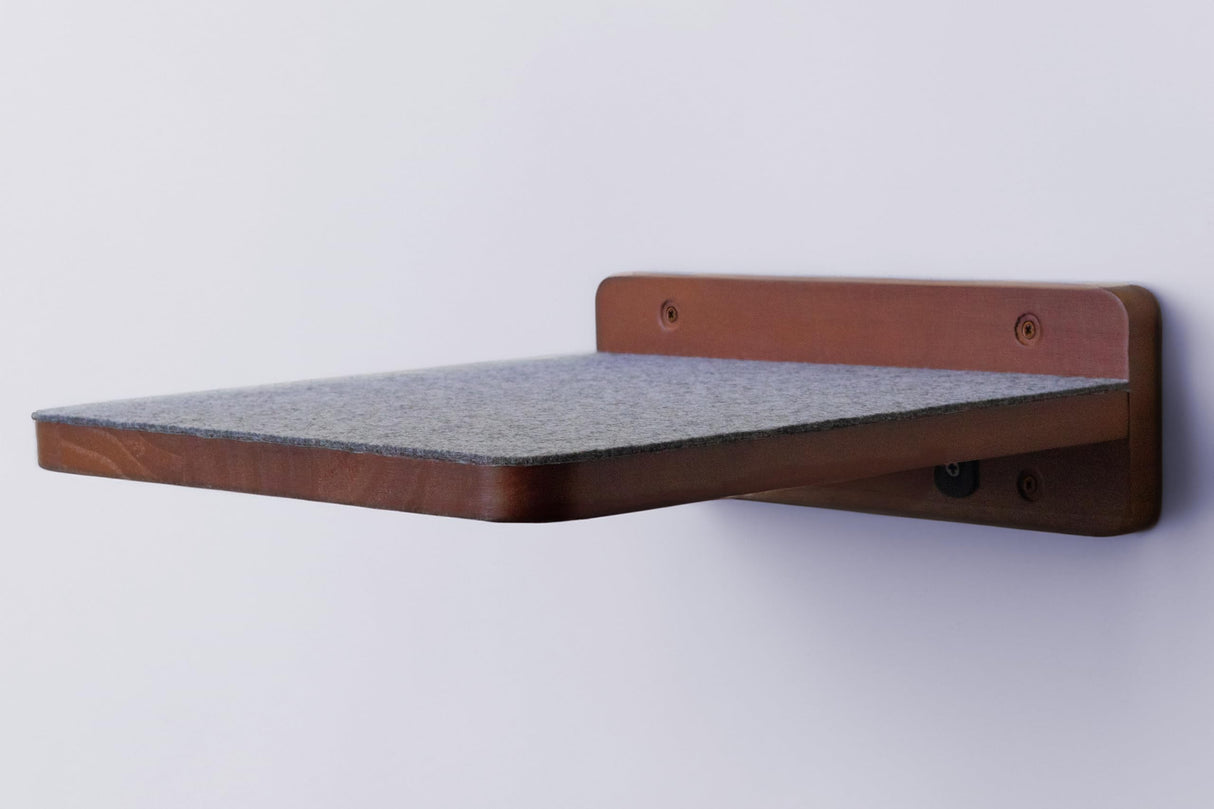 Kerwis Premium Cat Shelves – Cat Shelf in Walnut Brown with Replaceable Carpet with 2 Pine Wood Steps (3pcs). Sturdy Perches for Wall for Lounging and Playing, Cat Hammock Bed Furniture for Cats Kerwis