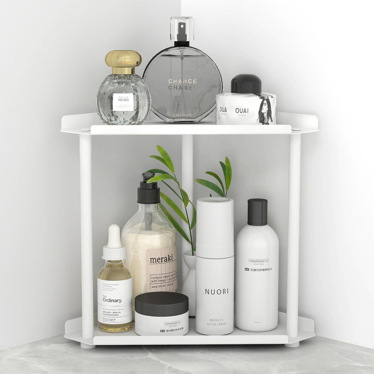FLE Corner Bathroom Counter Organizer, Bathroom Organizer Countertop,Countertop Storage Shelf for Bath, Kitchen, Living Room, Bedroom FLE