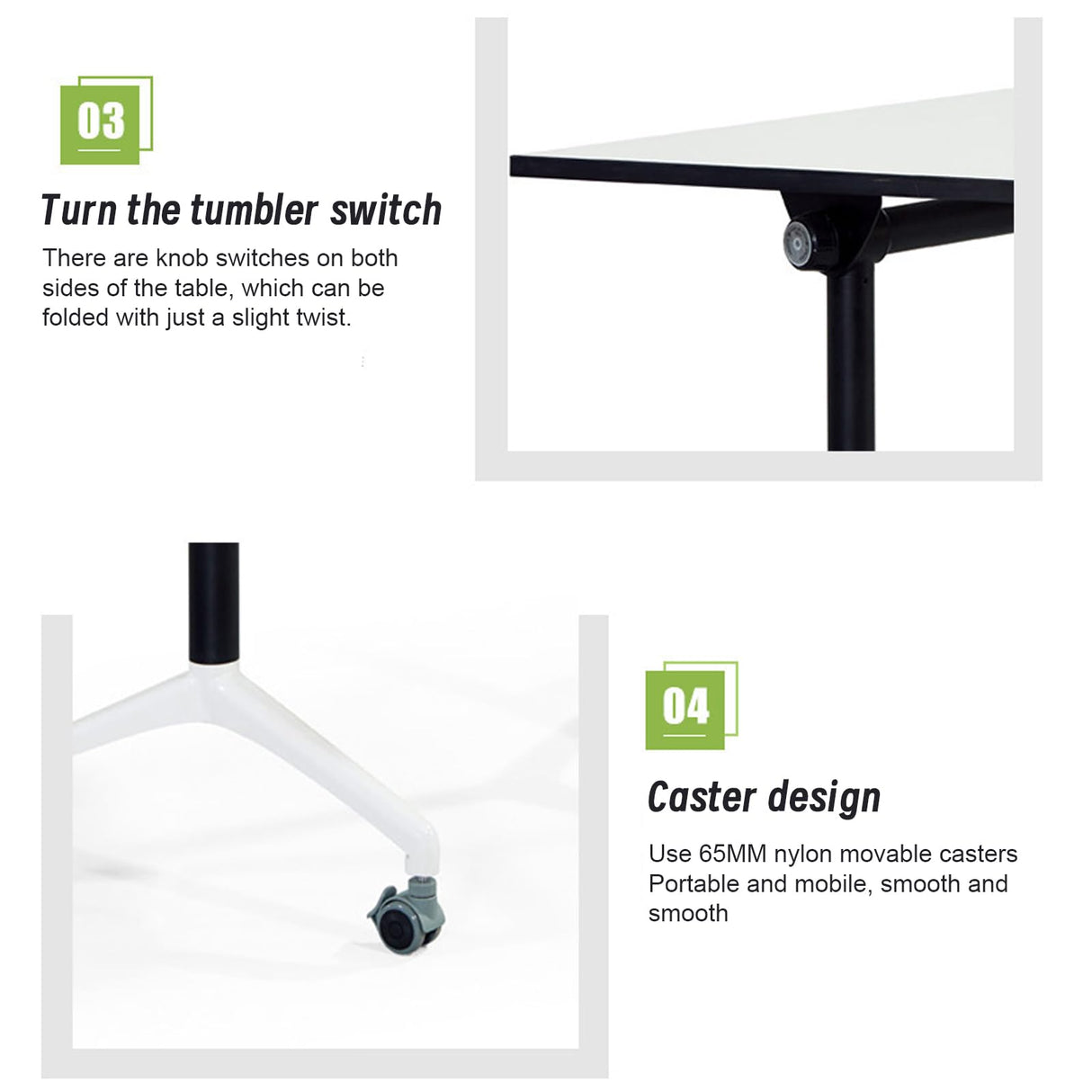 czxhaery Conference Table Folding Conference Room Table On Wheels,Folding Conference Tables Flip Top Mobile Trainning Table Foldable Meeting Tables Rolling Meeting Table (4pack) czxhaery