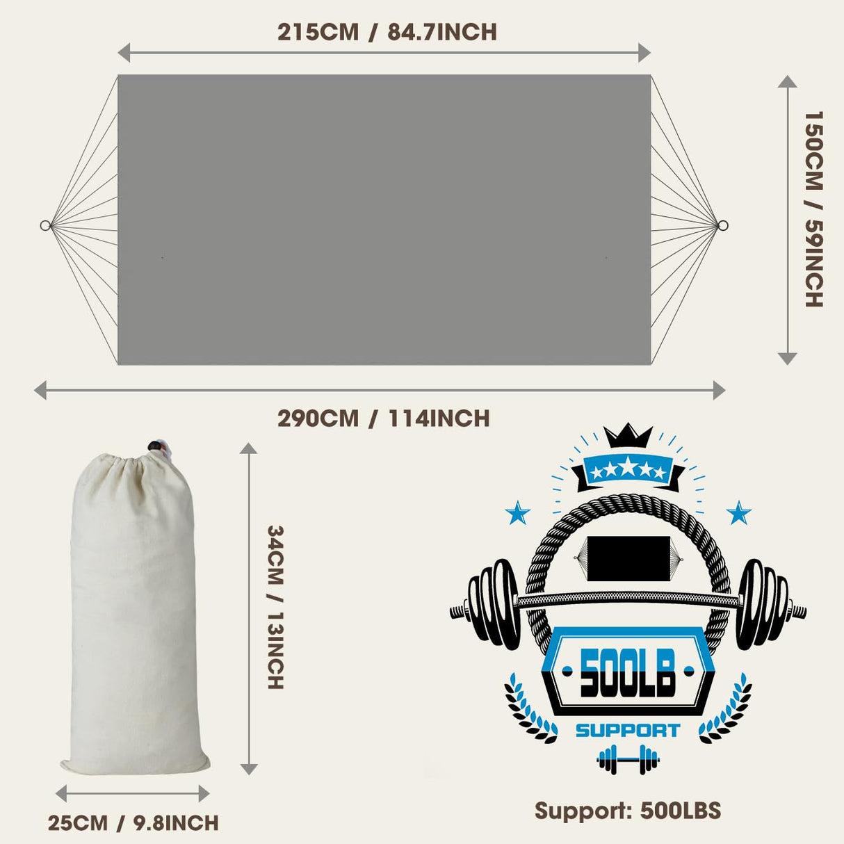 MOSFiATA Backyard Hammock with Tassels Max 500lbs Canvas Fabric Bohemian Style with Thickened Rope and Carry Bag for Outdoor, Garden, Patio, Wedding Decor (White) MOSFiATA