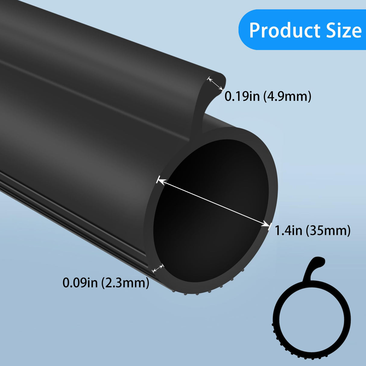 Gaahing 0.19" P-Bulb Garage Door Bottom Seal Strip - Replacement Impact Buffer Weatherstripping, Fits Single Track Overhead Door (9.8FT, Black) Gaahing