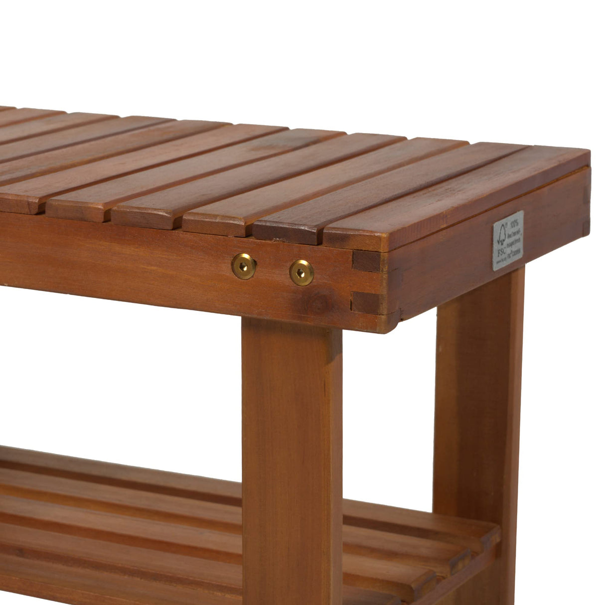 HOMCOM 3-Tier Shoe Rack Bench, Acacia Wood Shoe Organizer, Rustic Entryway Bench with Storage Shelves for Entryway, Hallway, Livingroom, Teak HOMCOM