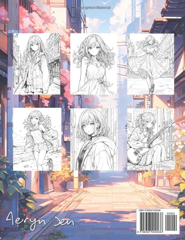 Anime Coloring Book: Girls Edition 1: Manga Art & Anime Enthusiasts Stress Relief Adult Coloring WoodArtSupply