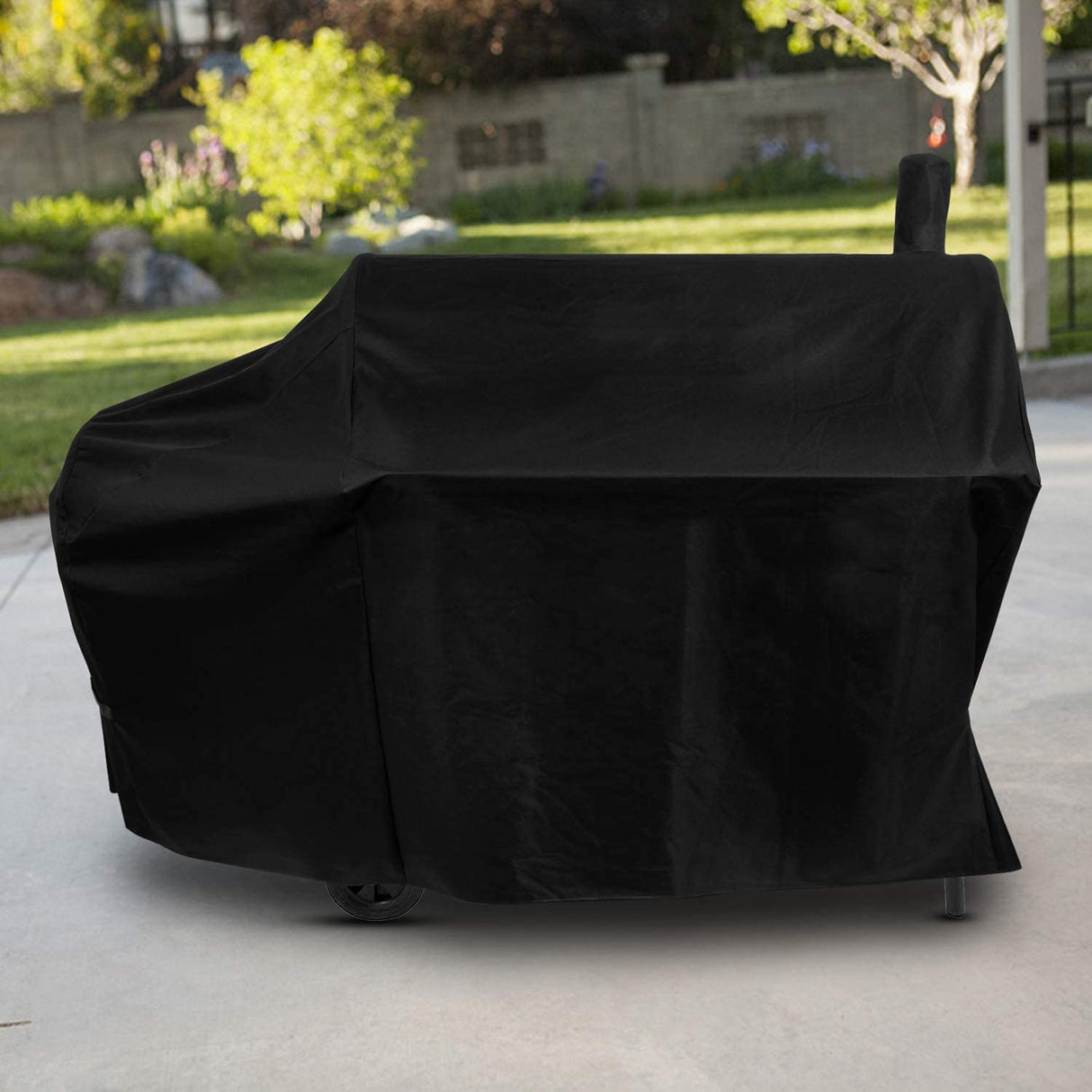 Unicook Offset Smoker Cover 60 Inch, Outdoor Heavy Duty Waterproof Charcoal Grill Cover, Fade and UV Resistant Smokestack BBQ Cover, Compatible for Brinkmann, Char-Broil, Royal Gourmet and More, Black Unicook