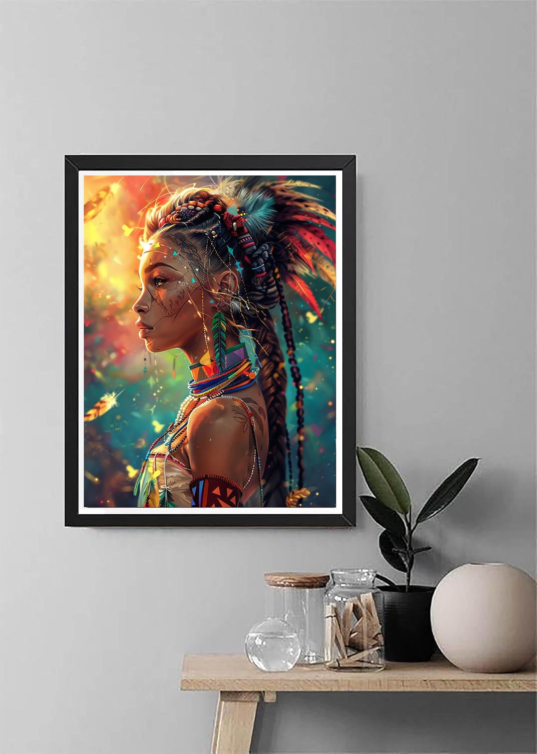 Diymood Paint by Numbers for Adults African Americans, DIY Oil Painting African Women Acrylic Paint by Number Kits for Kids Adults Beginner for Home Wall Decor 16x20 inch Diymood