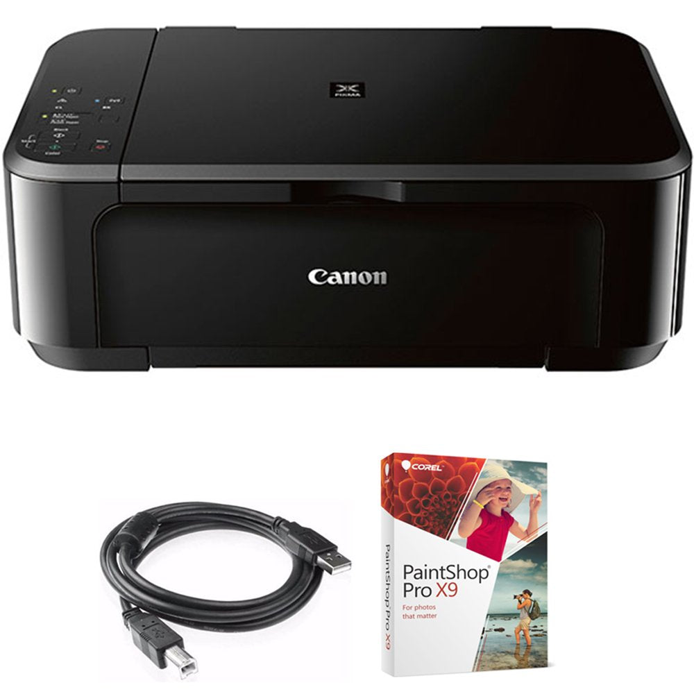 Canon Pixma MG3620 Wireless All-in-One Photo Inkjet Multifunction Printer (0515C002) Bundle with High Speed 6-Foot USB Printer Cable and Corel Paintshop Pro (Digital Download) Canon