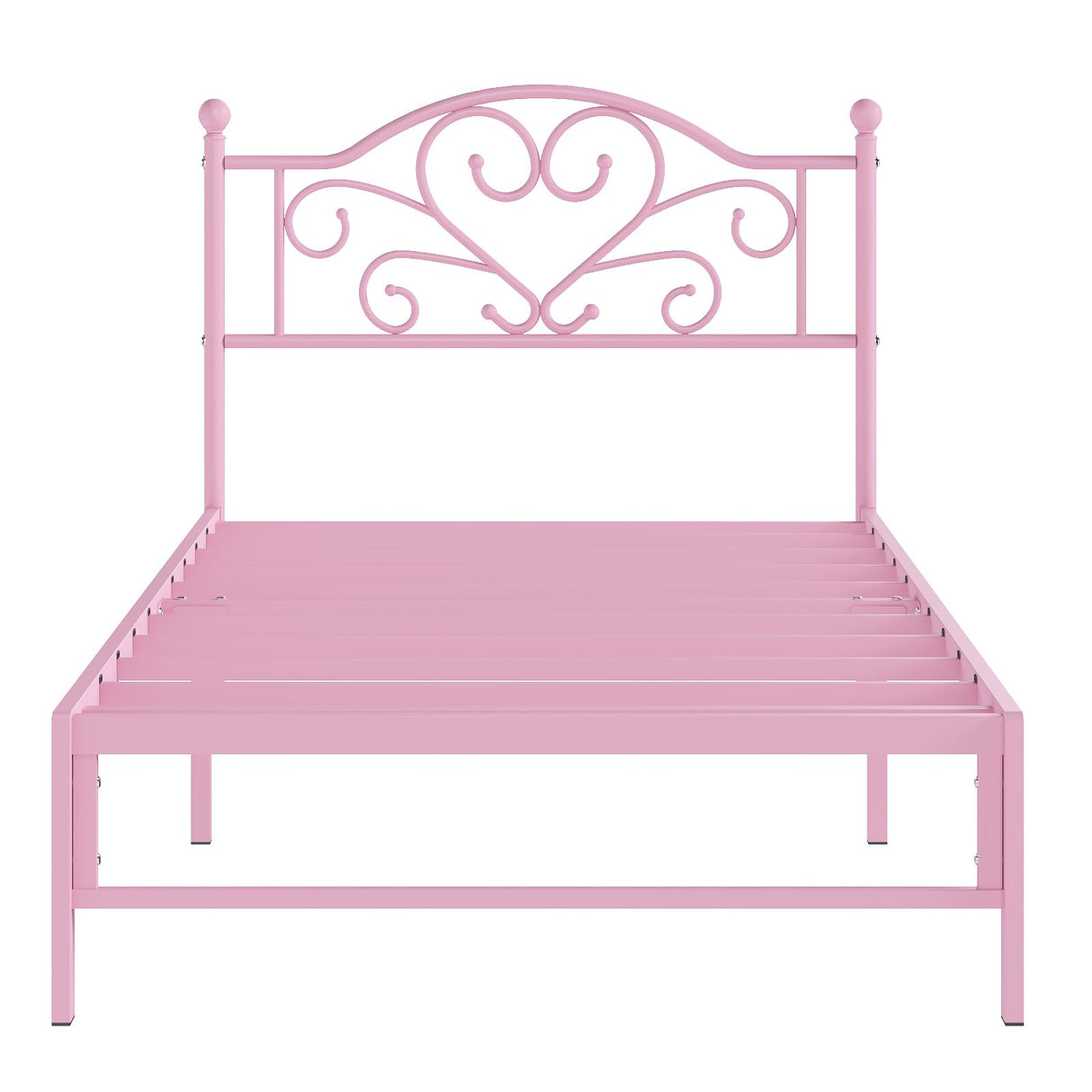 Elephance Twin Bed Frame with Headboard Metal Bed Frame Twin Size with Storage Space No Box Spring Needed Easy Assembly,Pink Elephance