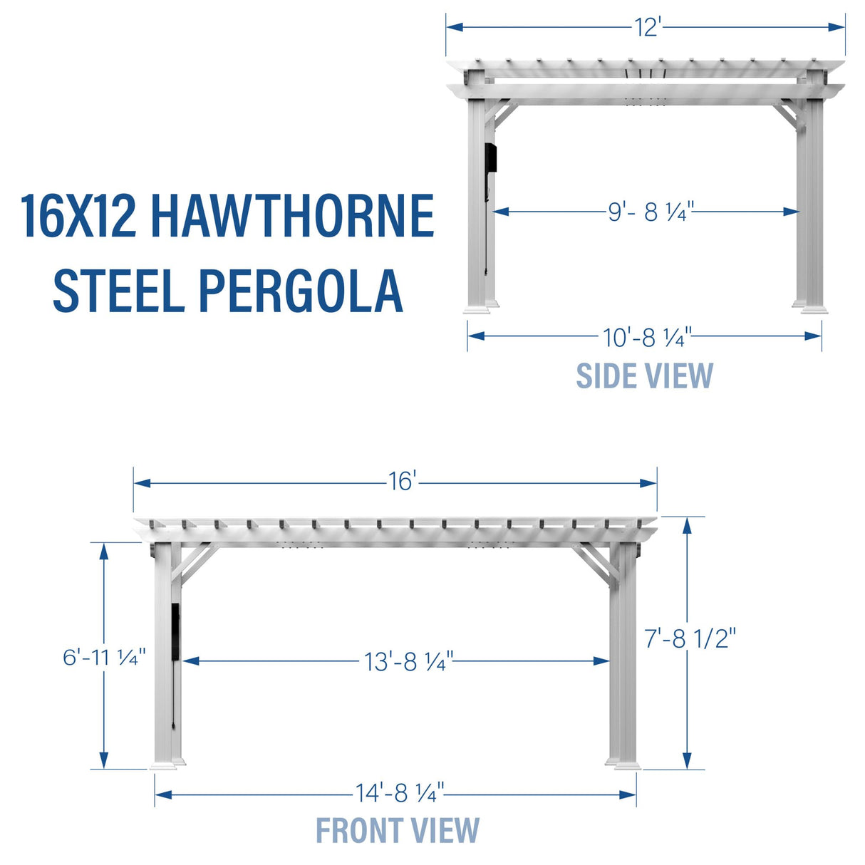 Backyard Discovery 16x12 ft Hawthorne White Galvanized Steel Pergola w/Soft Sail Shade, Spacious, Rust Resistant, UV Protection, Resist Winds Up to 100 MPH, Durable, Powerport USB & Electrical Outlet Backyard Discovery