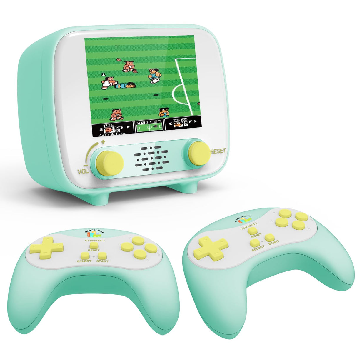 Handheld Game Console, Retro Mini Arcade Machine, 2.8 Inches, (One Player Game 216 Classic Games, Two Player Game 84 Classic Games), Supports for Handheld Controller & AV Output Connection TV Golden Security