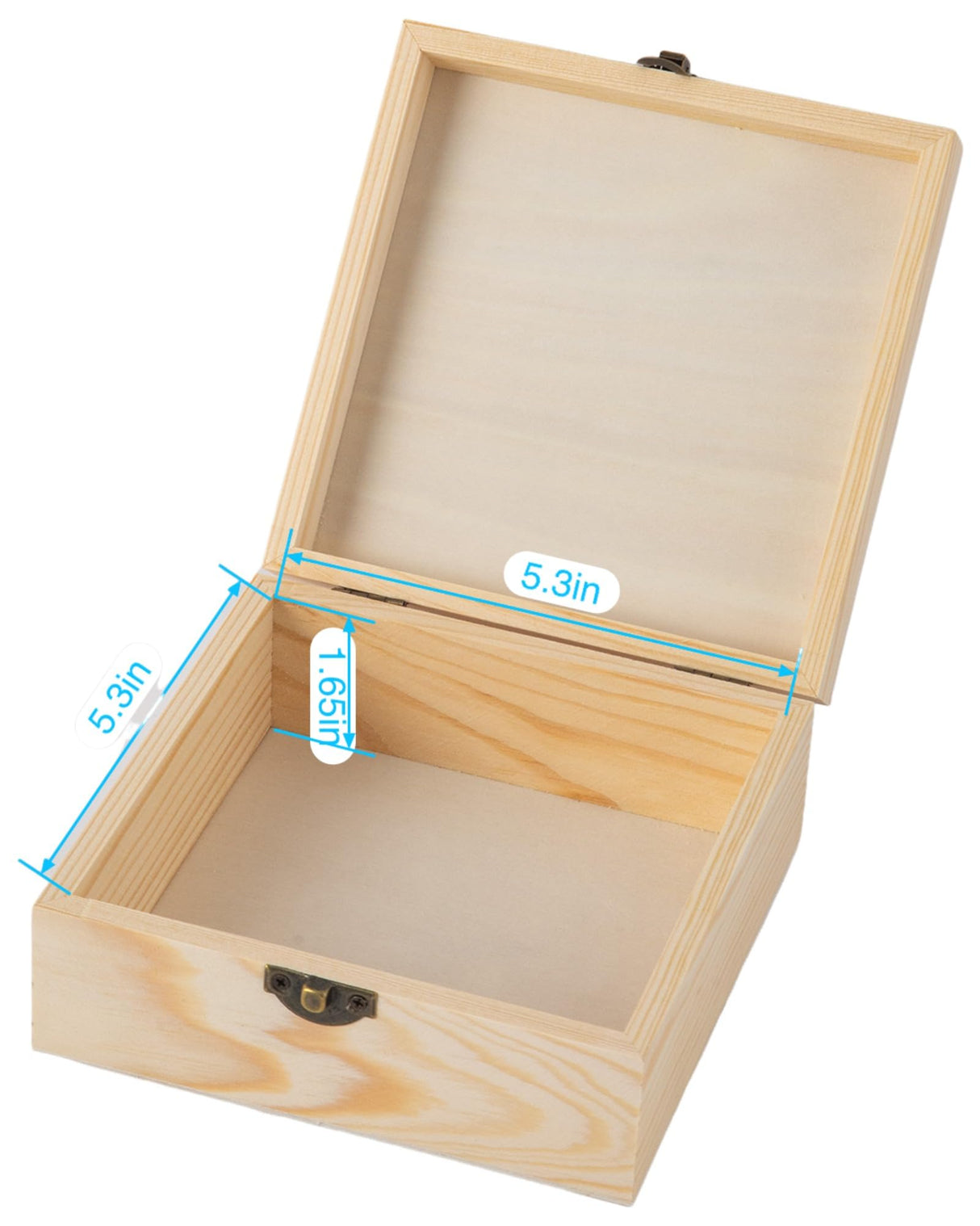 Xhqsulsclac 8pcs unfinished wooden box, pine with hinged lid and front buckle,Wooden Boxes 5.9X5.9X2.5-inch small souvenir box Xhqsulsclac