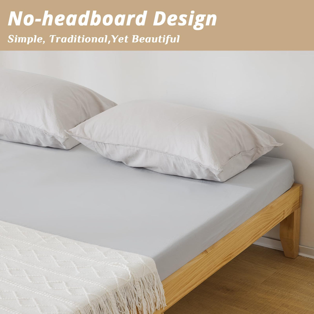 Karl home 12 Inches Wood Platform Bed Frame, Full Bed Frame, Solid Wood Foundation with Wood Slat Support,Easy Assembly No Box Spring Needed (Natural) Karl home