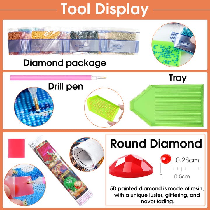 Wergund Diamond Painting Train, Diamond Painting Kits for Adults Landscape, Full Drill Crystal Rhinestone Embroidery Cross Stitch Arts Craft Canvas Wall Decor 12x16Inch/30x40 cm-85 Wergund