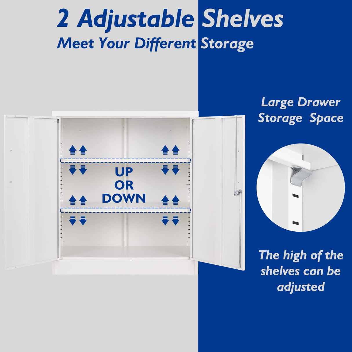 AFAIF Metal Storage Cabinets with Locking Doors, 36 inch Lockable Steel Office Cabinet with Adjustable Shelves, Small Short Garage Caninet, White Locked Tool Caninets for Home, Office, Garage, Hallway AFAIF