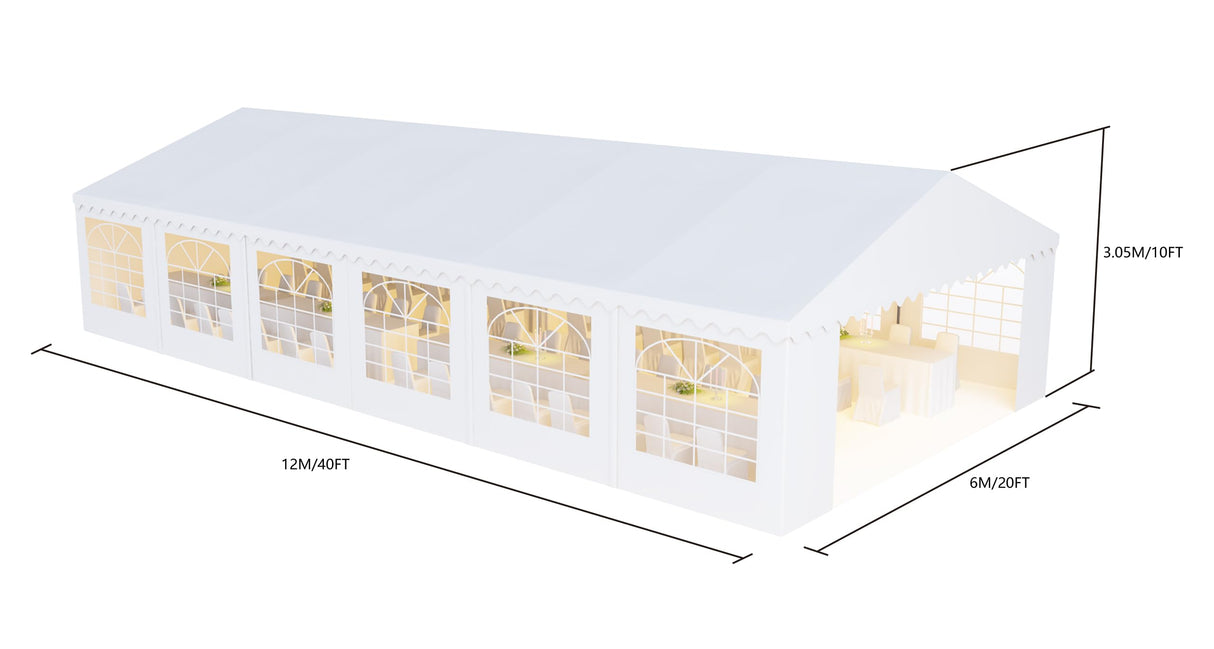 AMERICAN PHOENIX Party Tent 40x20 Heavy Duty Large White Roof Commercial Fair Car Shelter Wedding Events Canopy Tent (40x20) AMERICAN PHOENIX