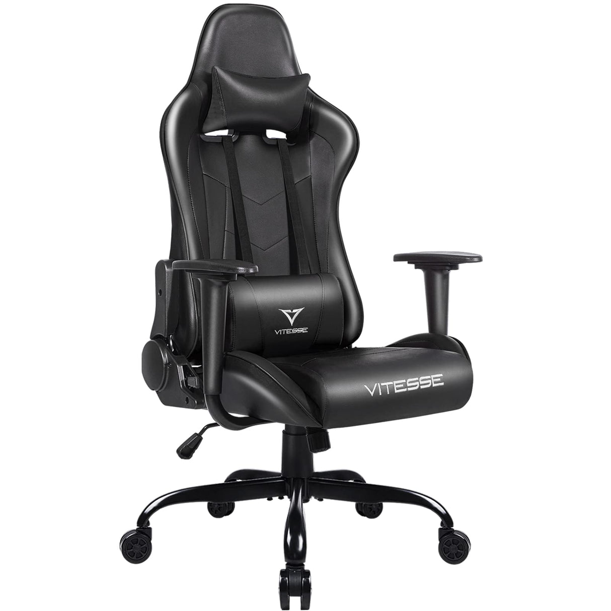 Black Gaming Chair for Kids&Teens High Back Gamer Chair Ergonomic Racing Chair with Comfortable Lumbar Support and Headrest Computer Desk Chair with Height Adjustable Swivel Office Chair(Black) WoodArtSupply