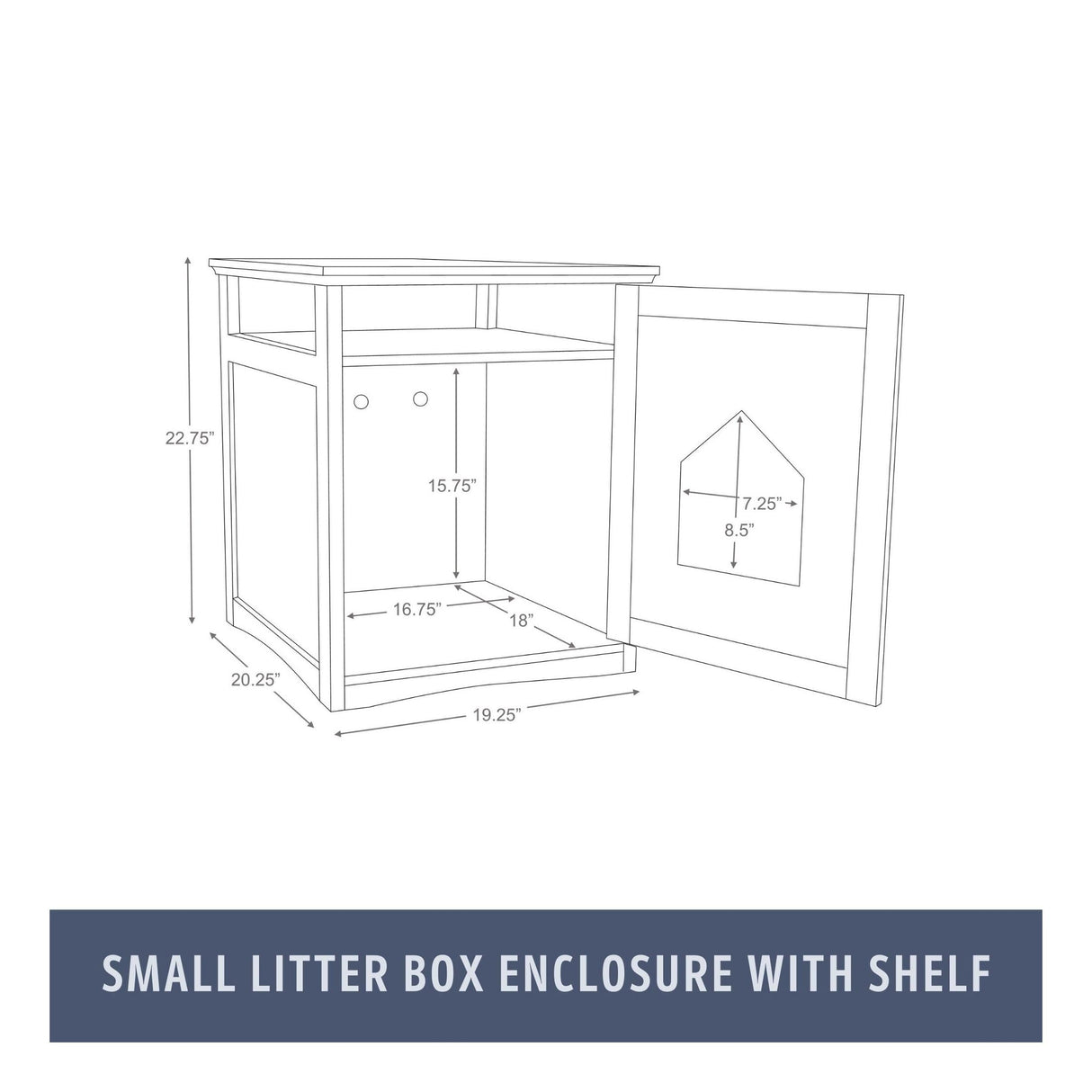 TRIXIE Furniture Litter Box Enclosure (Gray) Hidden Litter Box for Cats with Shelf, Classic Style, Big Front Door for Easy Cleaning, Large Hole for Convenient Entry, Use As Side Table or Nightstand TRIXIE