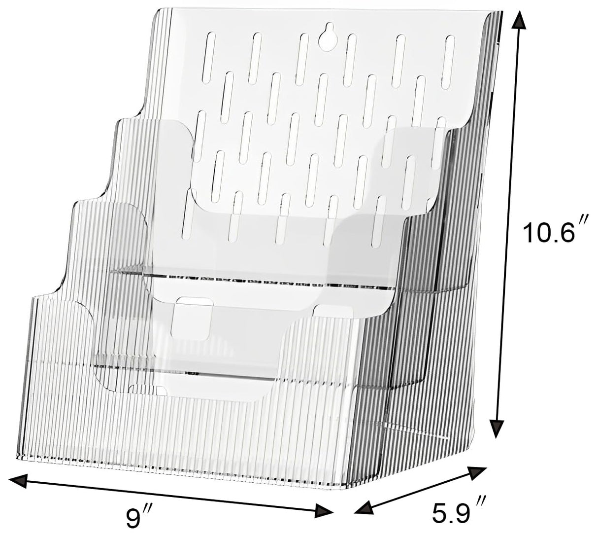 Gagee 2 Pack Brochure Display Stand or Wall Mount 8.5 x 11 inch,3 Tier Magazine Holder,Clear Stands for Display Literature,Brochures,Pamphlet,Flyer,Paper Document Gagee