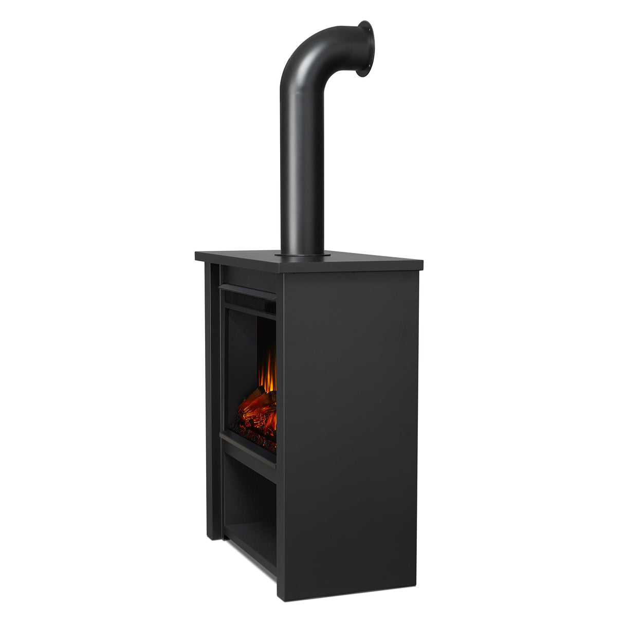 Real Flame Black Hollis Electric Fireplace - Freestanding with Remote Control - 6 Flame Colors & 5 Brightness Levels, Black Real Flame