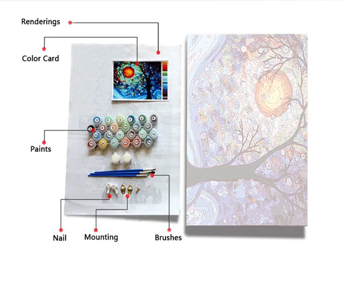 Tucocoo Lady Head Flower Picture Paint by Numbers for Adults - Modern Style Oil Painting Set - Fashion Acrylic Figure Without Frame - 16''W x 20''H Tucocoo