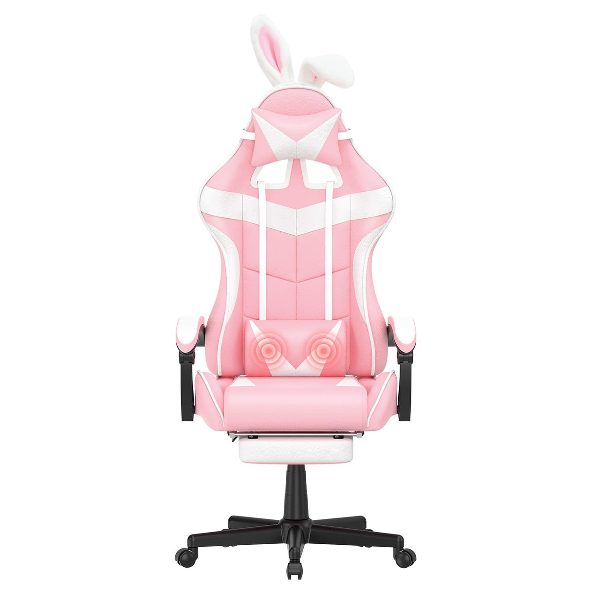 Soontrans Pink Gaming Chair with Footrest,Lovely Bunny Computer Gamer Chair,Gamer Desk Chair for Granddaughter,Sister,Girlfriend,Wife and Love (Pink) Soontrans