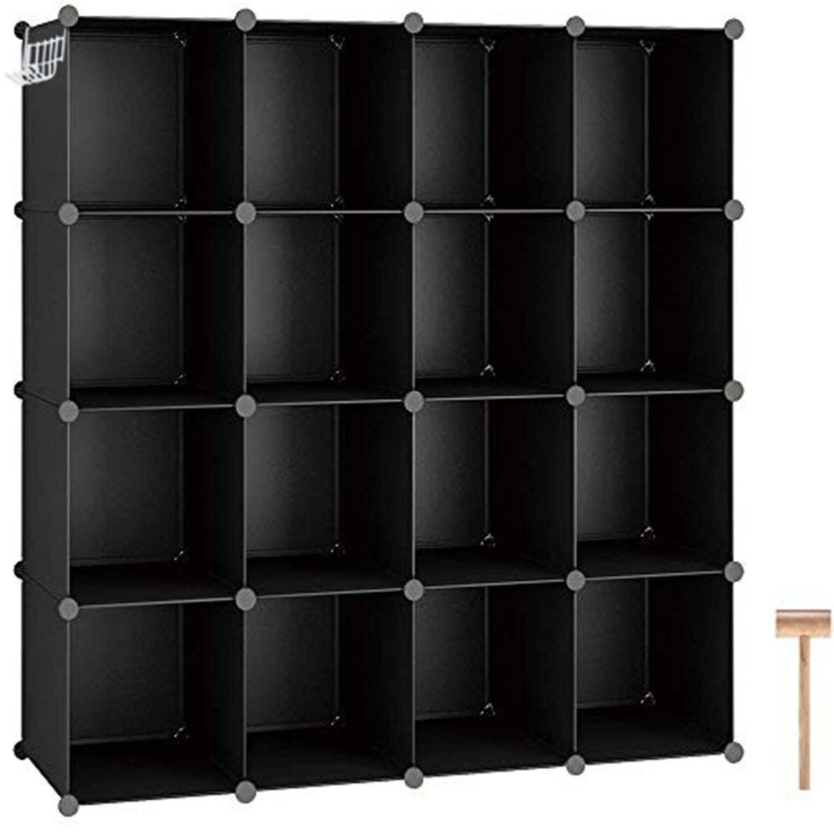 C&AHOME Cube Storage Organizer, 16-Cube Shelves Units, Plastic Storage Cubes, DIY Closet Organizer, Modular Closet Storage Shelves Ideal for Home, Bedroom, 48.4" L × 12.4" W × 48.4" H Black SUM3016H C&AHOME