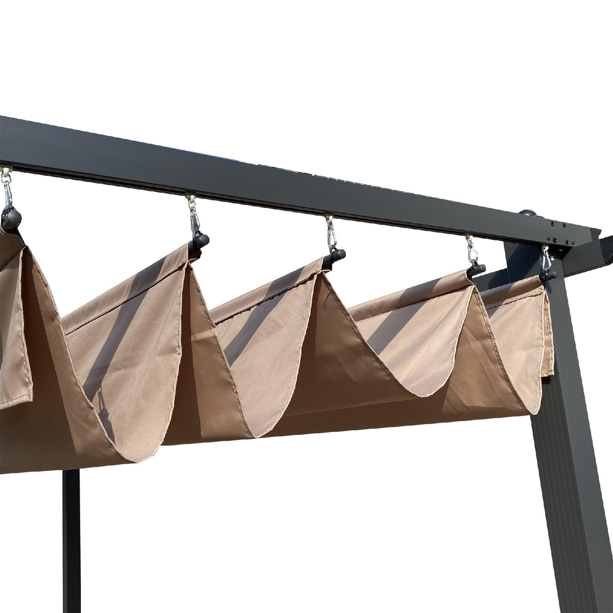 Pergola Cover, Pergola Hardtop Aluminium Beige Adjustable 13 X 10 Ft with Canopy Sun Shelter Pergola Simple Assembly Patio Umbrella 1Pc Aienid