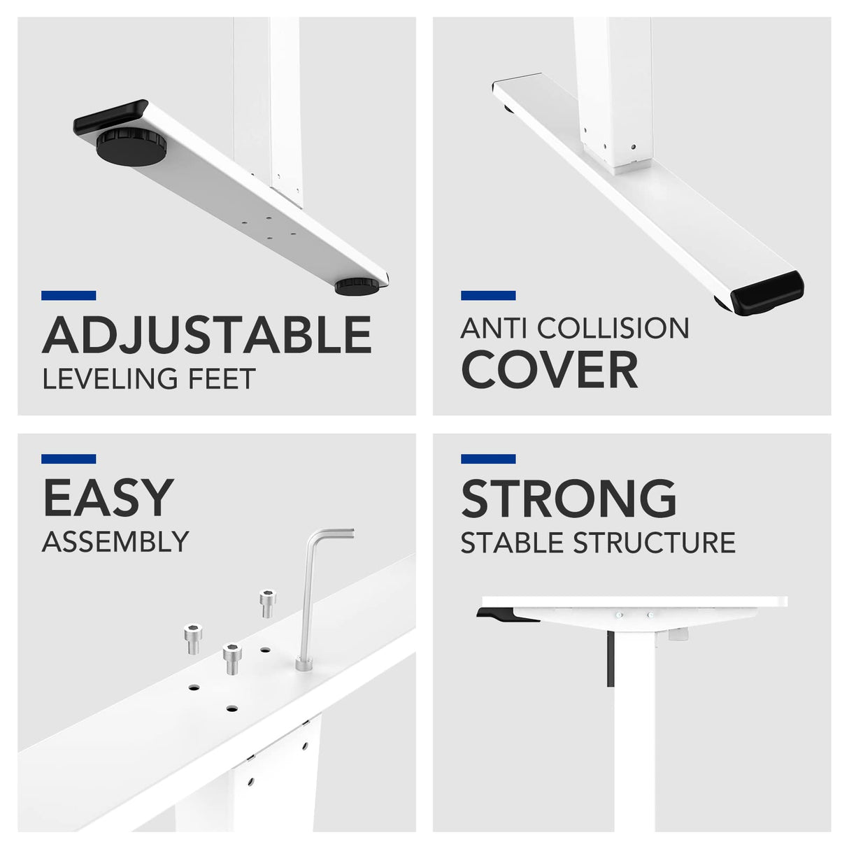 SANODESK Electric Standing Desk 60 x 24 Inches, Height Adjustable Stand Up Desk w/2-Button Controller, Ergonomic Computer Desk for Home Office, White SANODESK