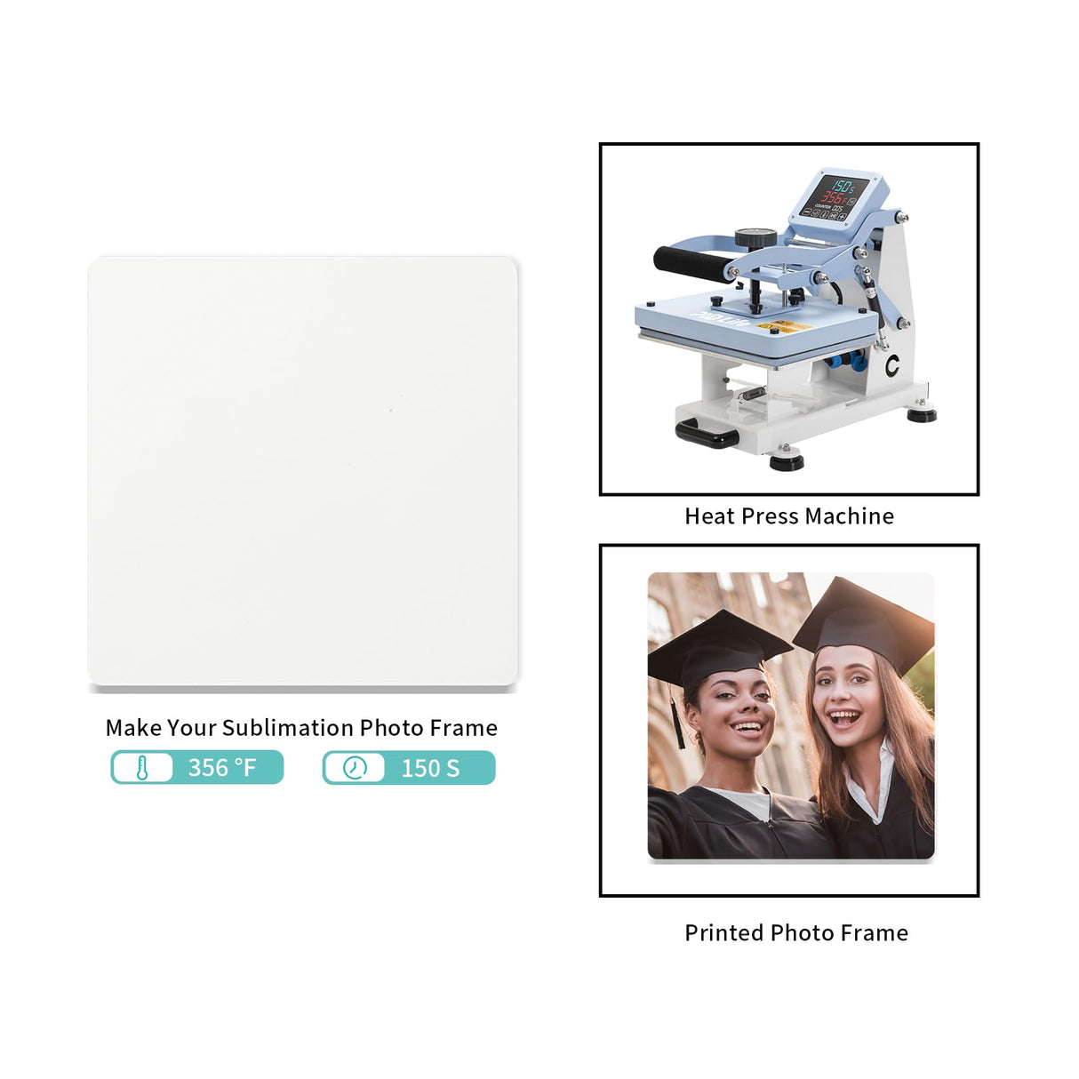 PYD Life 4 Pack Sublimation Photo Frame Home Decor Blanks 10" x 10" Square 0.6 Inch Thickness MDF Hardboard White Wall Hanging with Stand for Heat Press Machine Heat Transfer PYD Life