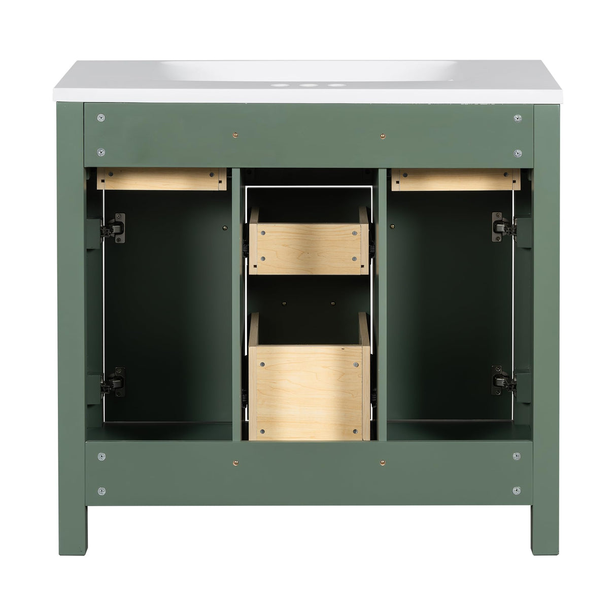 LUMISOL 36" Bathroom Vanity with Sink, Modern Green Bathroom Vanity with 4 Drawers & 2 Soft-Closing Doors, Free Standing Wooden Bathroom Cabinet with Resin Basin, Green LUMISOL
