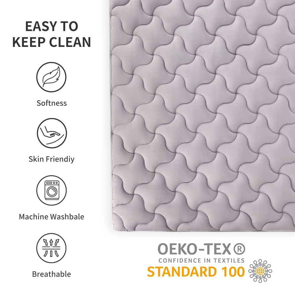 SLEEP ZONE Mattress Topper Twin, Cooling Mattress Pad, Quilted Fitted Mattress Cover, Machine Washable Mattress Protector, Soft Fluffy Down Alternative, Deep Pocket 8~21 inch (Grey, Twin) SLEEP ZONE