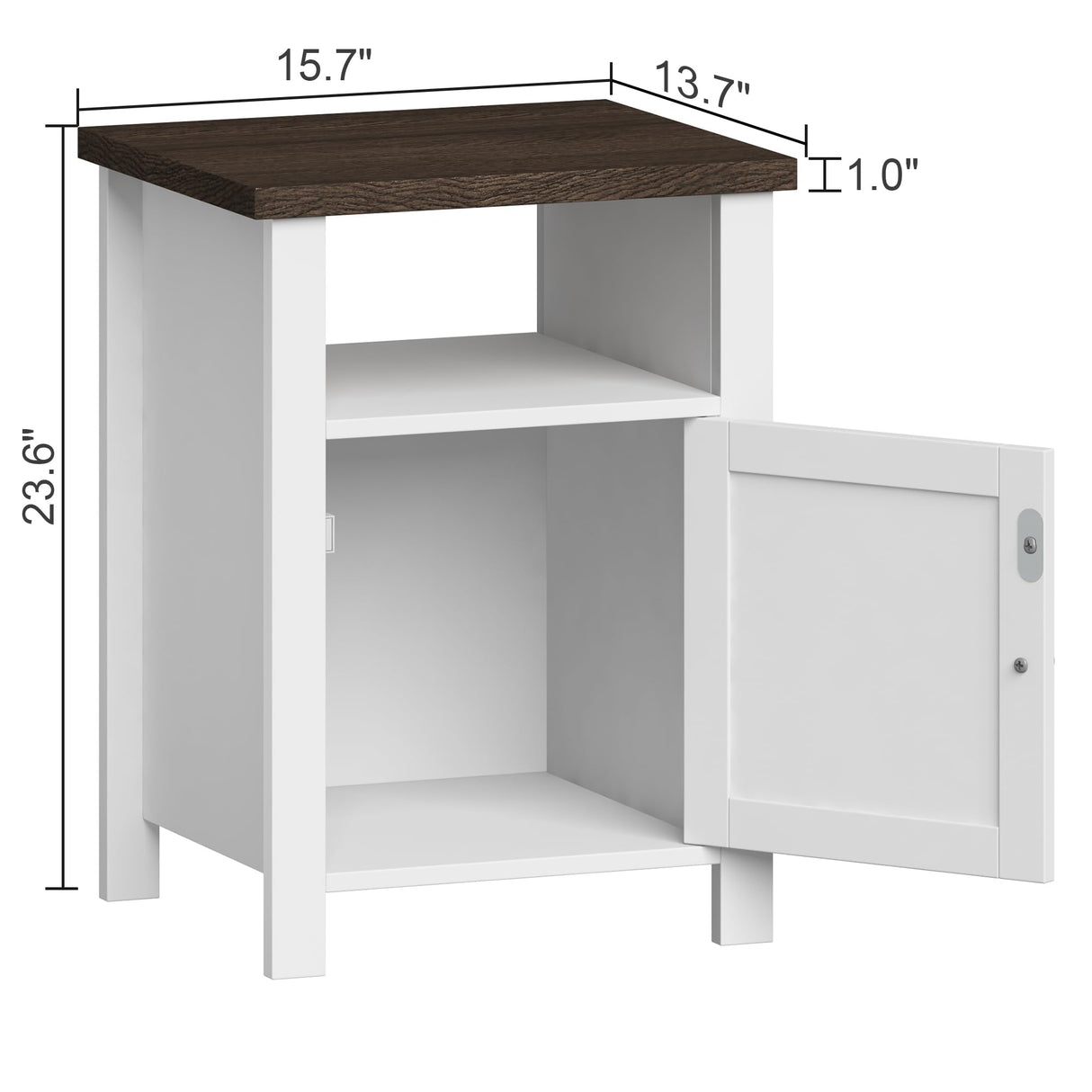 ChooChoo Farmhouse Nightstands Set of 2, Rustic Vintage End Side Table with Storage for Bedroom Living Room, White ChooChoo