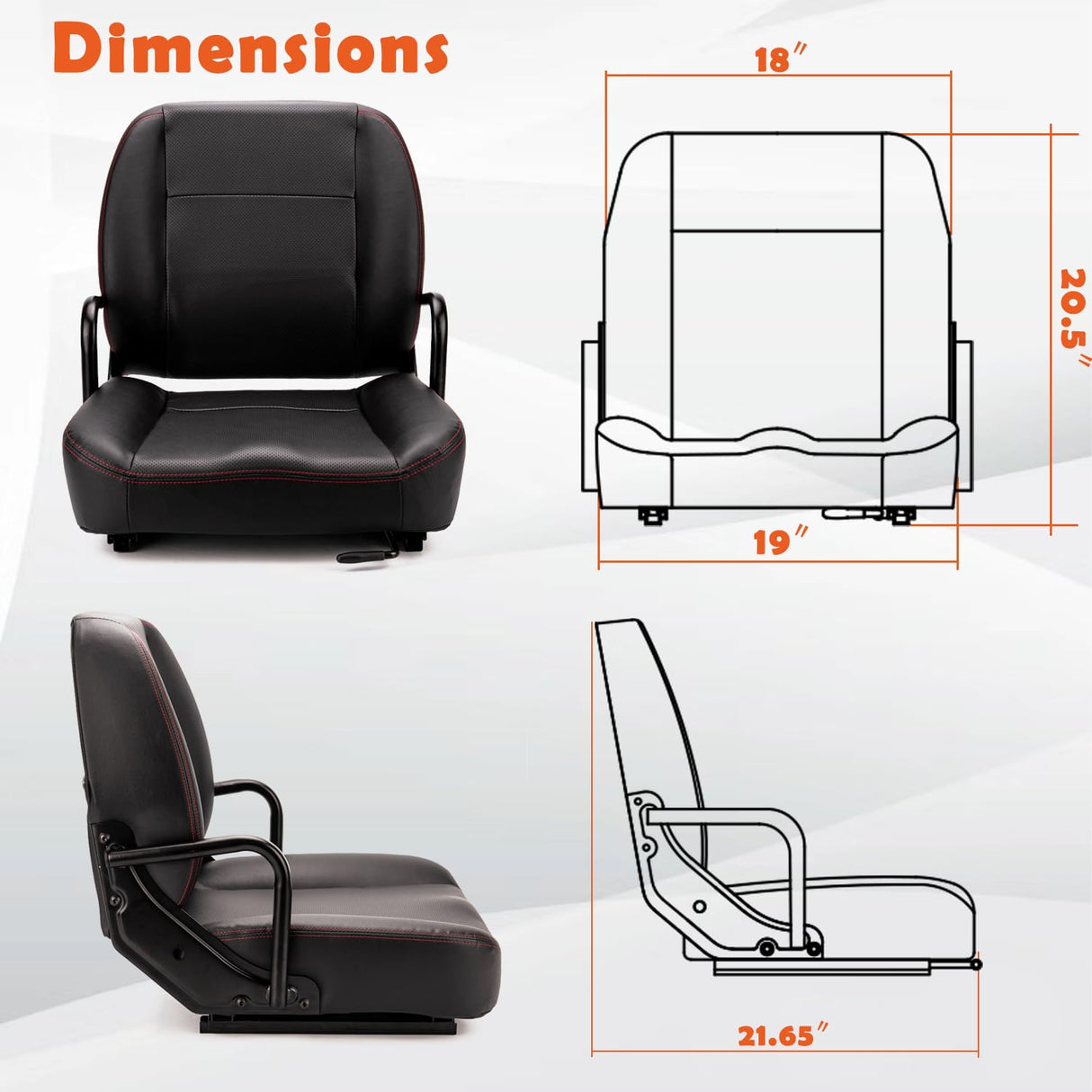 SEATIN Universal Forklift Seat,Tractor Seat,with Hip Restraint,Micro Switch,for Tractor,Mower,Skid Loader,Telehandler,Backhoe,Excavator Dozer SEATIN