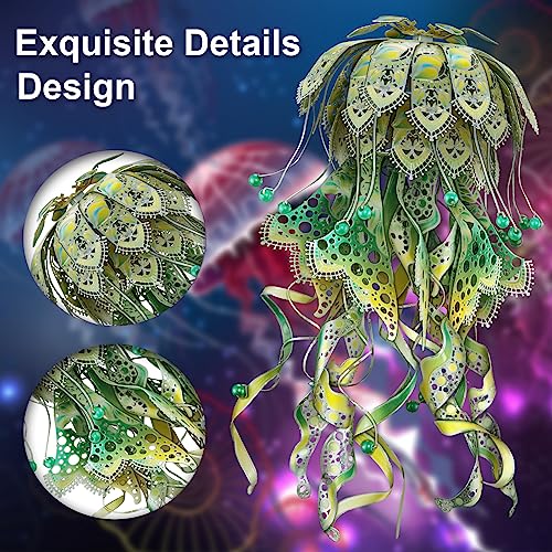 Piececool 3D Metal Puzzles for Adults - Marine Organism Jellyfish Night Light with USB Plug, Hobbies DIY Metal Arts & Crafts 3D Model Building Kits, Creative Gifts & Home Decor