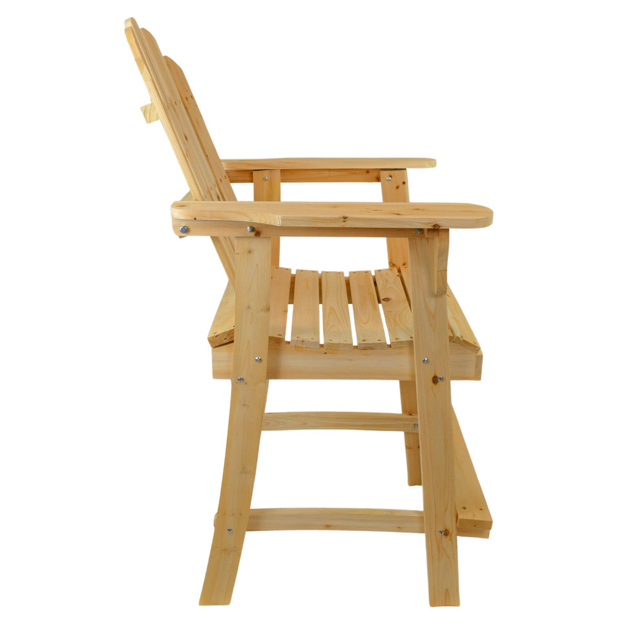 Ready-to-Finish Balcony Tall/Counter High Adirondack Chair with Footrest for Outdoor Outside Garden - Unfinished Natural Wood Bar Chair Westcharm