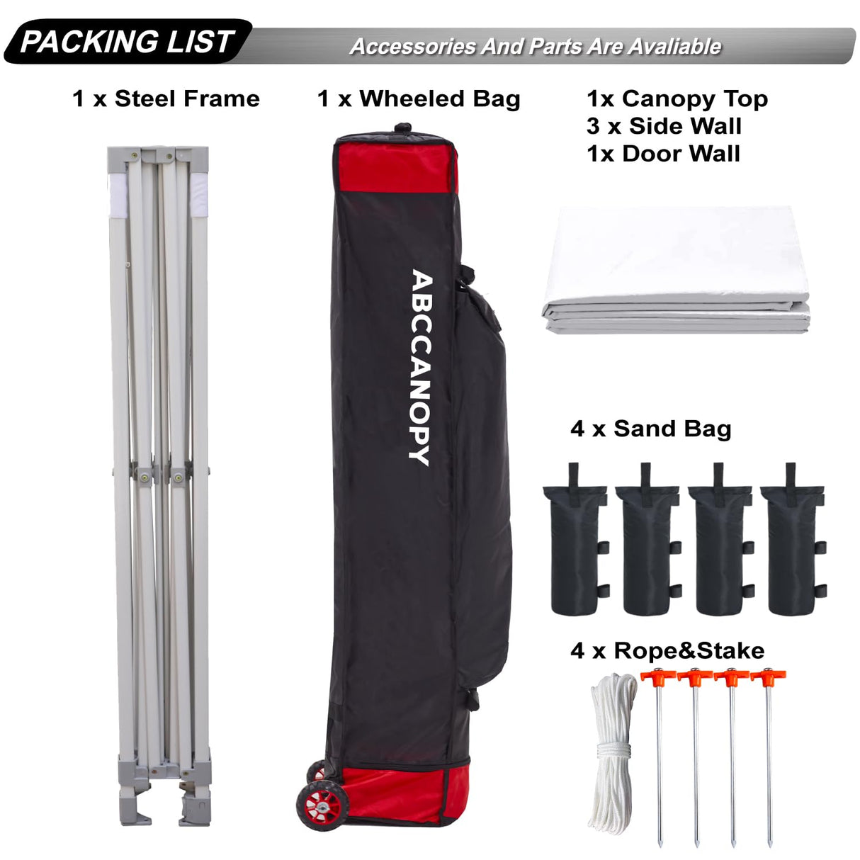 ABCCANOPY Easy Pop Up Canopy Tent with Sidewalls 10x10 Commercial -Series, White ABCCANOPY