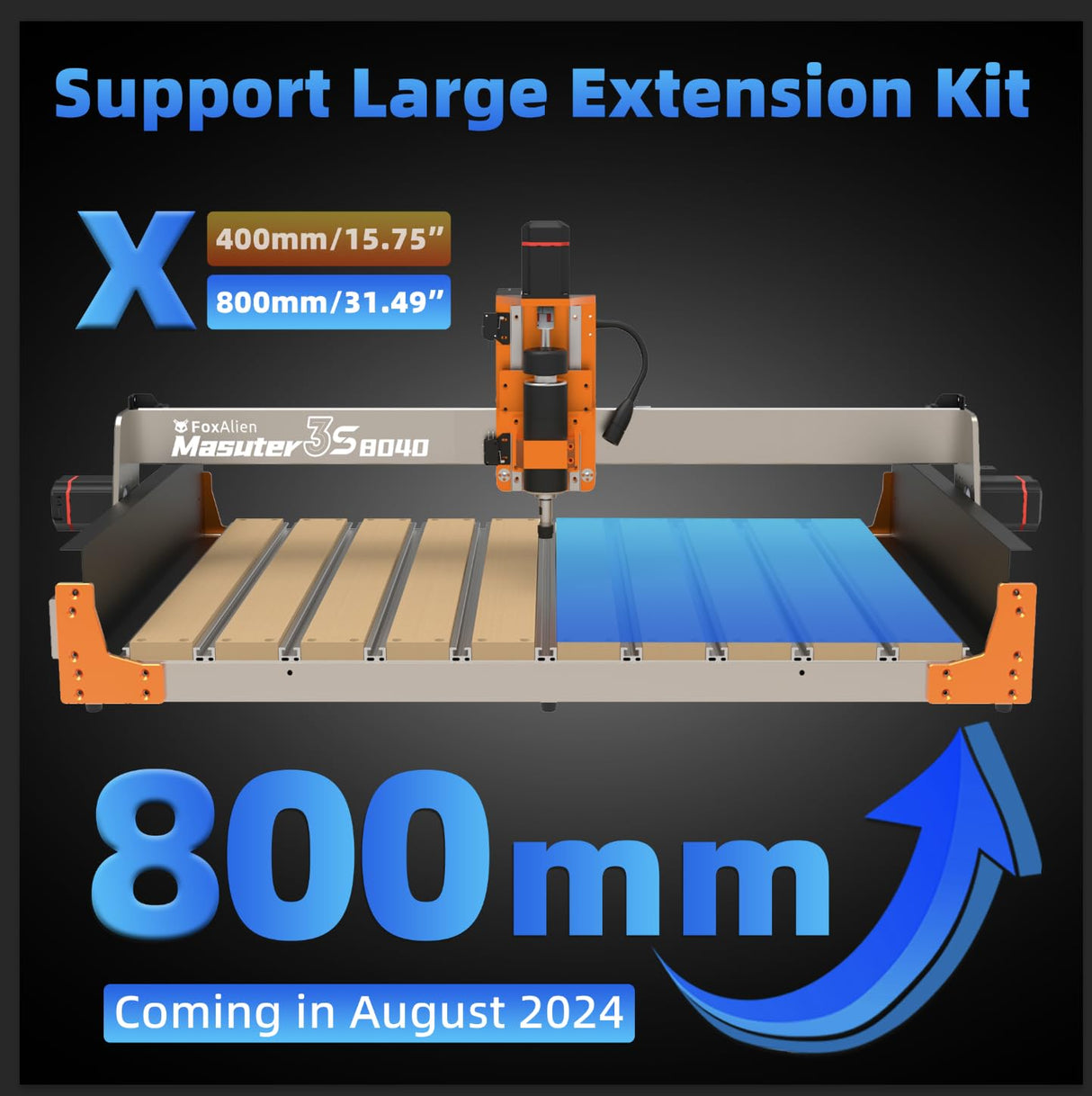 FoxAlien Masuter 3S CNC Router Machine with NEMA 23 Closed-Loop Stepper Motor, 400W Spindle 3 Axis Engraving Milling Machine for Wood Acrylic Aluminum Carving Cutting FoxAlien