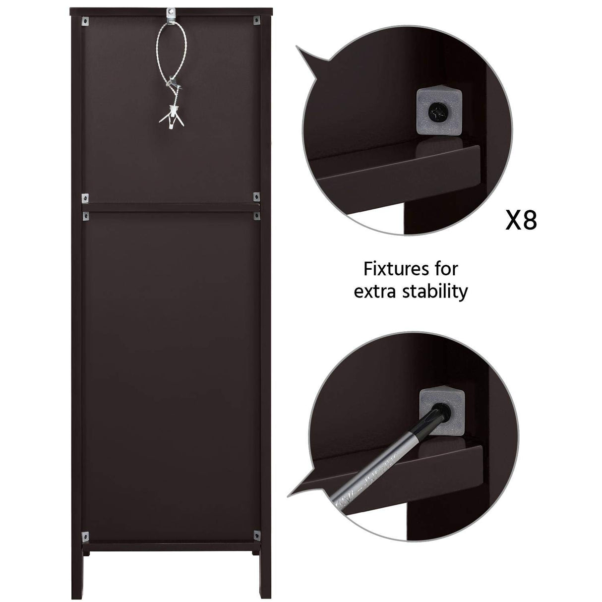 Yaheetech Espresso Wooden Multi-Functional Bathroom Storage Cabinet with Drawers and Adjustable Shelves Yaheetech