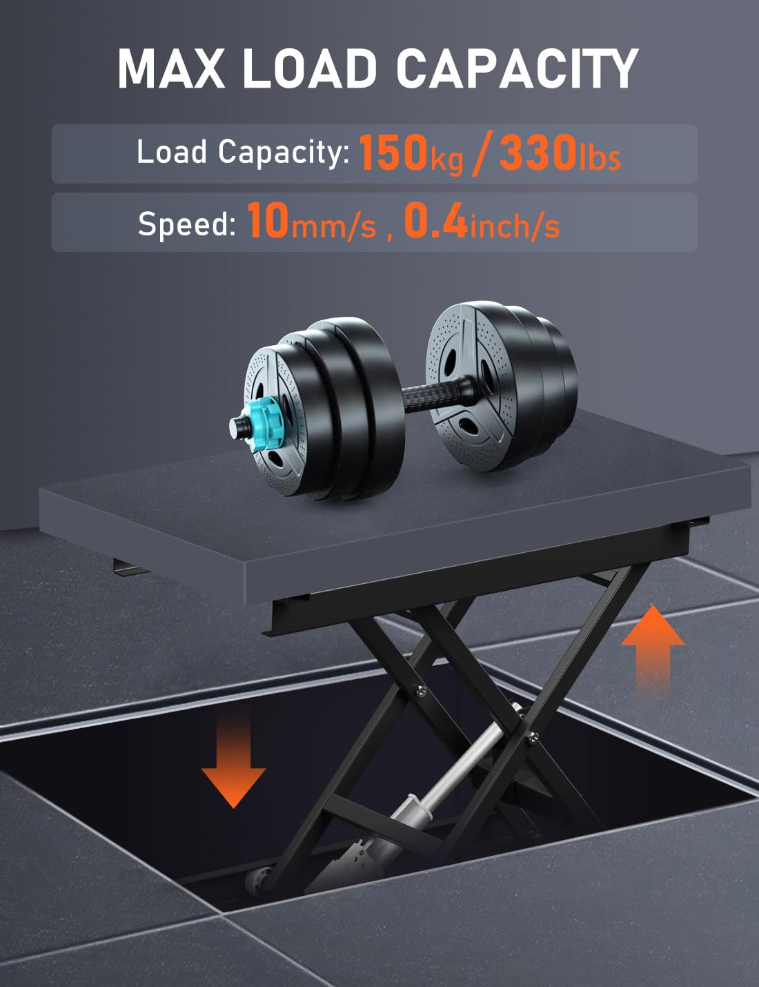 DIHOOL Electric Scissor Lift Table 350LB Load, 195-680MM Height Adjustable Electric Lifting Platform DIHOOL