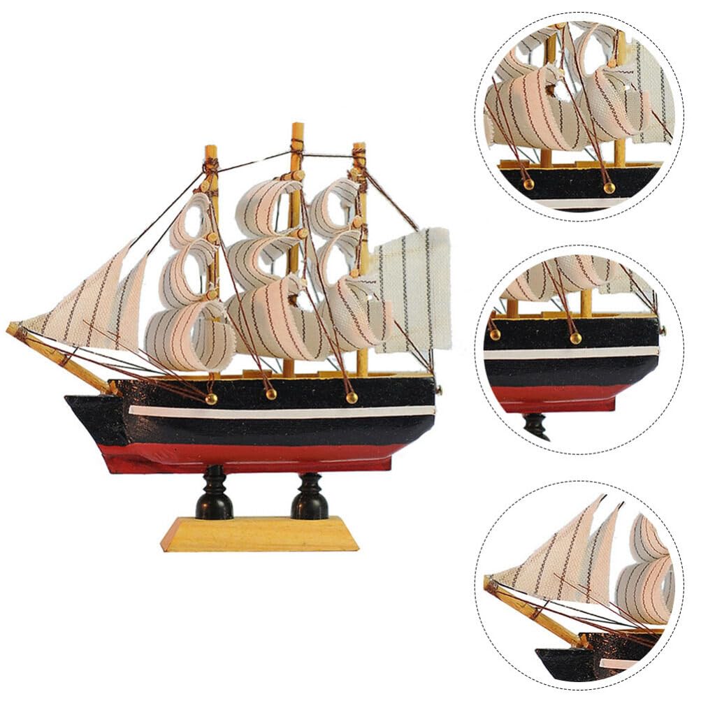 Wooden Sailboat Model Small Sailboat Ornament Retro Ship Decor Nautical Tabletop Boat Decoration Antique Boat for Home Office Ocean Theme Party (4.3 * 4.7in) Veemoon