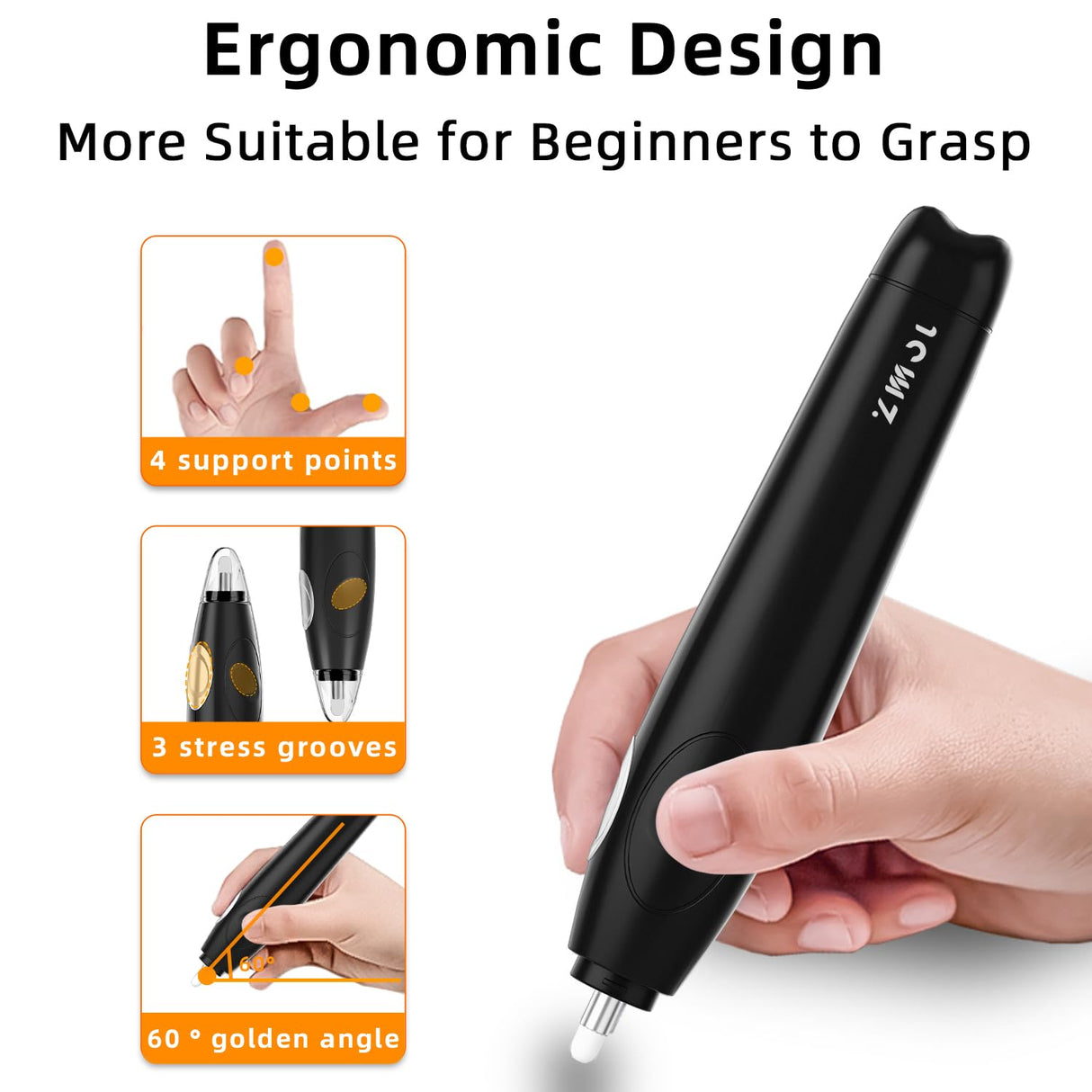 ZMOL Electric Eraser for Artists, Rechargeable Electric Eraser Kit, 140 Refills, Automatic Portable Eraser for Precise Drawing, Rechargeable Operated Pencil Eraser for Sketch Pencil, Crafts (Black) Zmol