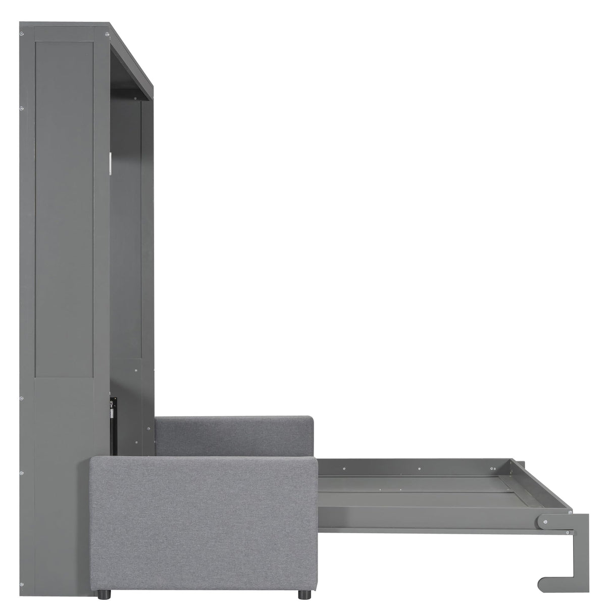 P PURLOVE Queen Wood Murphy Bed with Sofa, Wall Bed Without Slats, No Box Spring Needed (Gray) P PURLOVE