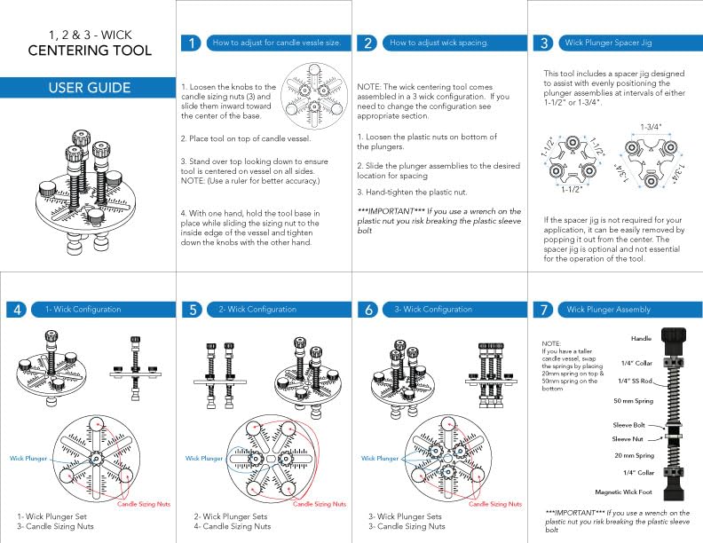 Adjustable Candle Wick Centering Tool – 3-Wick Holder for Candle Making Kit – Wick Setter Tool, Wick Placement Device, Candle DIY Accessory – Handmade in USA Modern Wayfarer