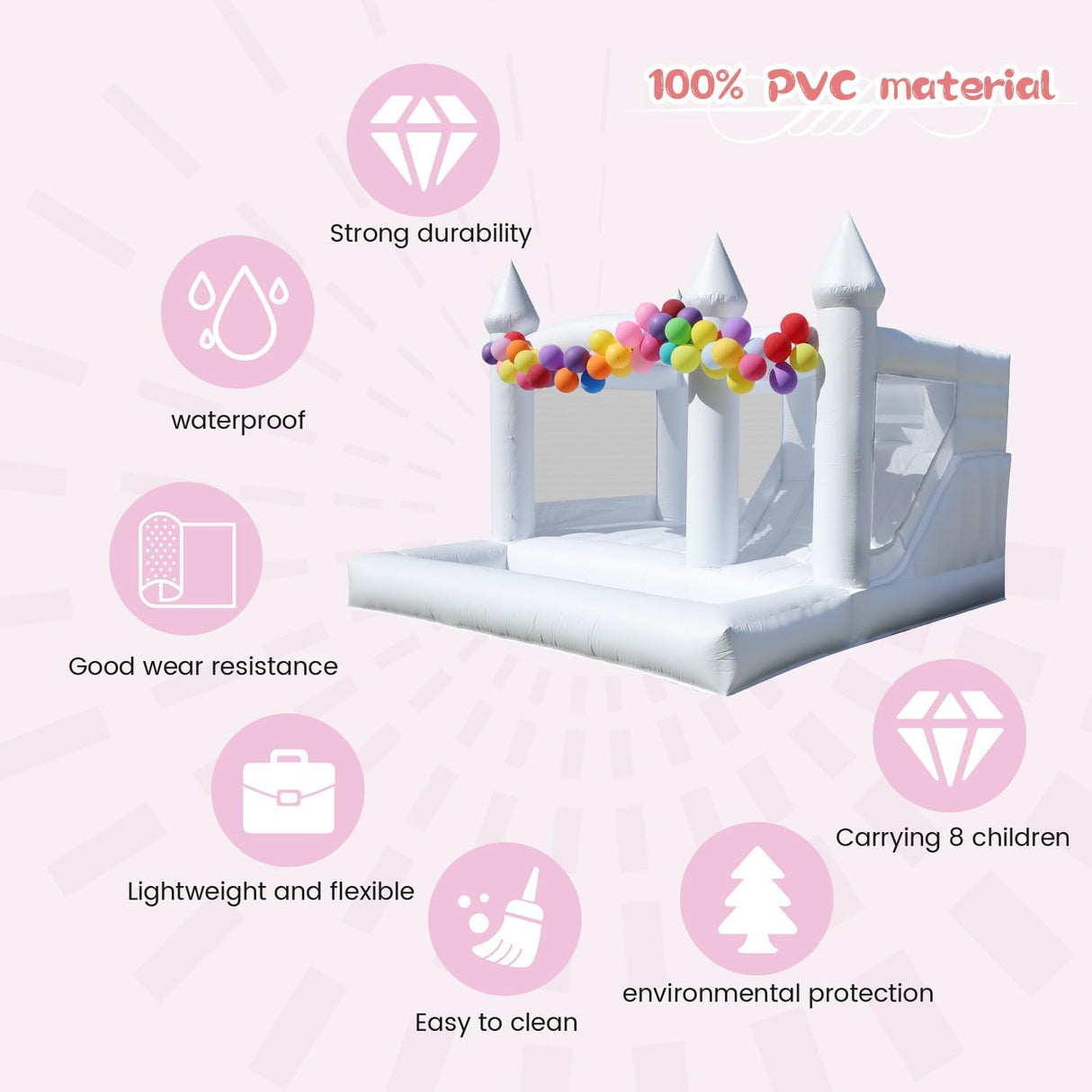 White Bounce House with Slide& Ball Pit for Kids Adults,Commercial PVC Large Inflatable Bounce House Castle Outdoor with 950W Powerul Blower,Wedding Birthday Party Decorations 13.3x13.3x10FT awesmflate