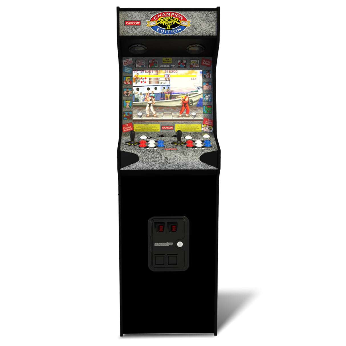 Arcade1Up Street Fighter II CE HS 5 Deluxe Arcade Machine, Compact 5' Tall Stand Up Cabinet with 14 Classic Games and 17" BOE screen, Black ARCADE1UP