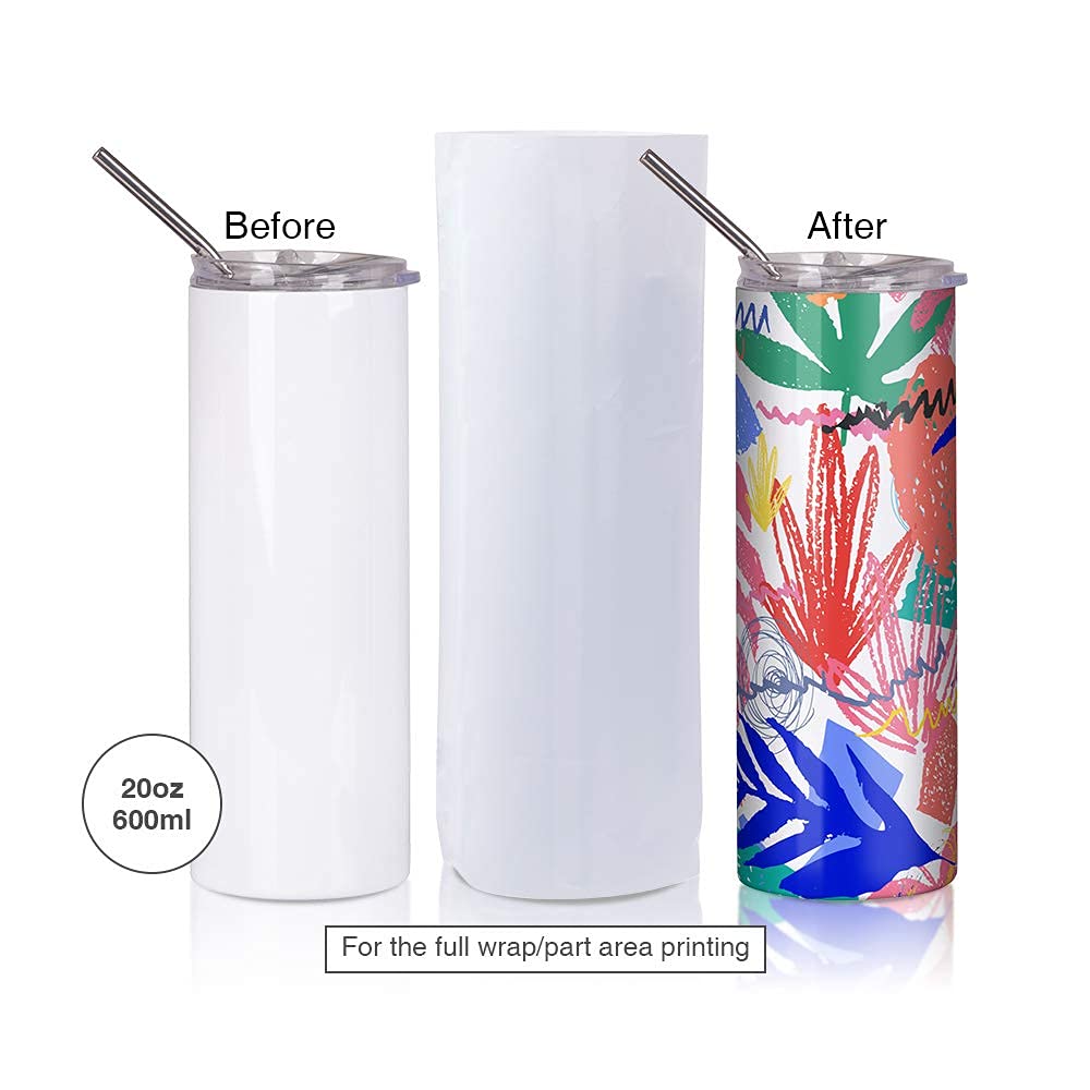 PYD Life Sublimation Blanks Shrink Wrap Film,10 x 7 Inch Sublimation Shrink Sleeves for Sublimation Tumblers Mugs,Heat Sublimation Shrink Wrap for 11 OZ 30 OZ Sublimation Mugs Tumbler 50 PCS,White No Branding