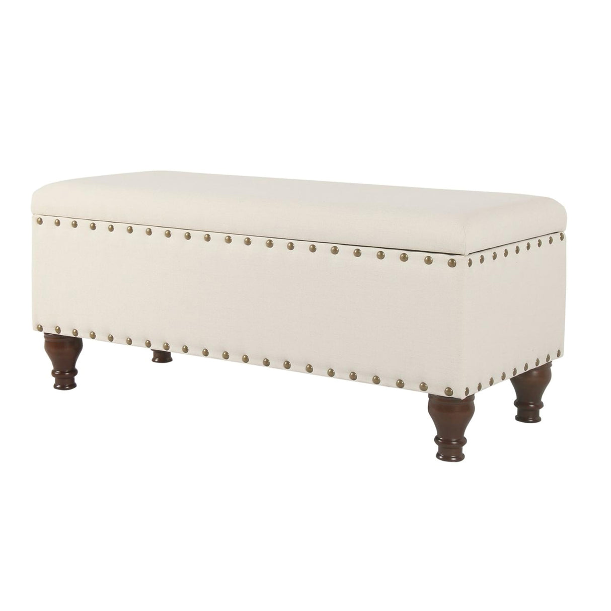HomePop Large Storage Bench with Nailhead Trim - Cream HomePop